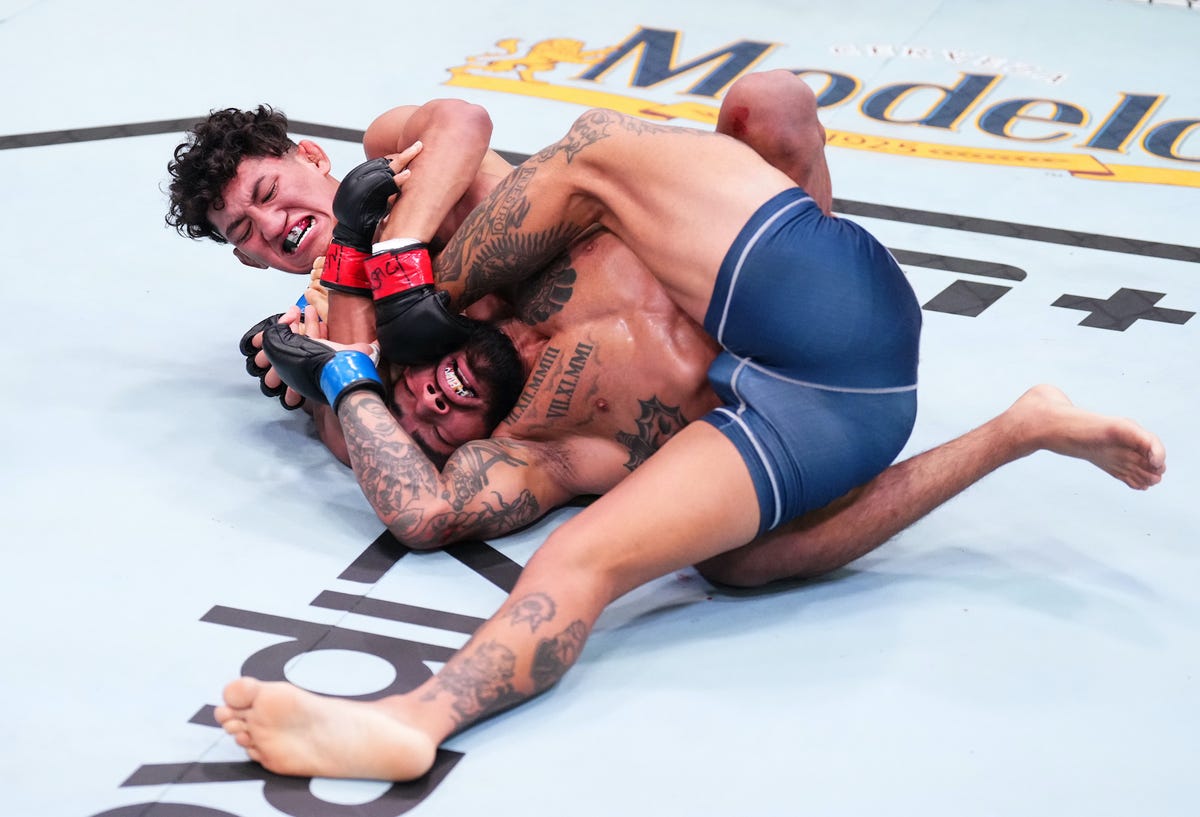 Raul Rosas Jr. controlling an opponent from top position on the canvas